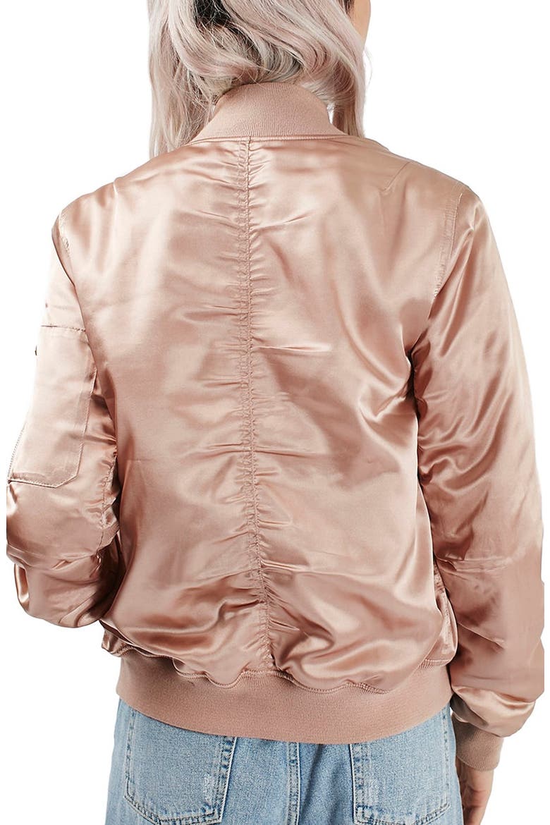 'MA1' Shiny Bomber Jacket, Alternate, color, PINK