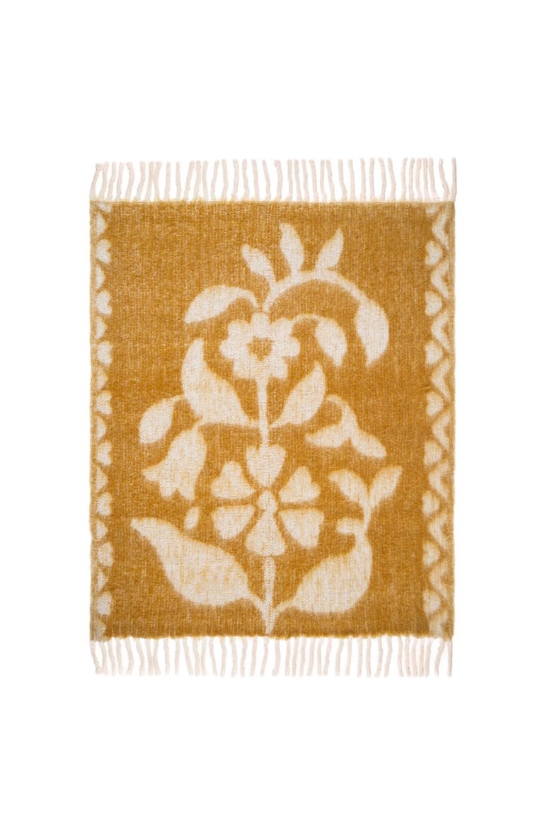 Ropar Fringed Jacquard Acrylic Wool Throw 51X71 In, Main, color, Beige