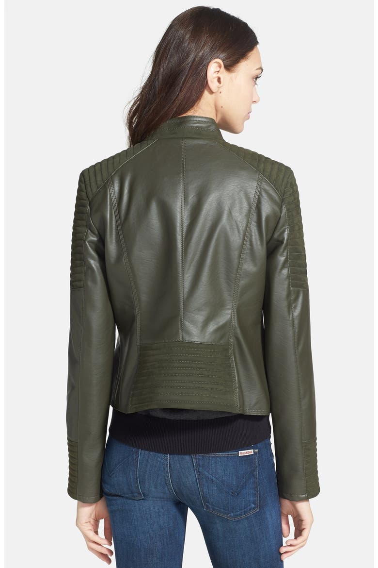 Faux Leather & Faux Suede Jacket, Alternate, color, OLIVE