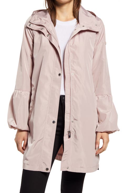 Balloon Sleeve Water Repellent Packable Rain Jacket