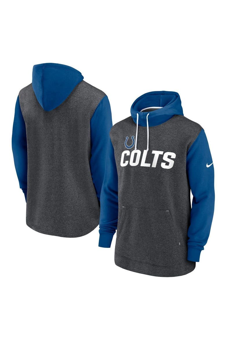 Men's Nike Heathered Charcoal/Royal Indianapolis Colts Surrey Legacy Pullover Hoodie, Main, color, Heather Charcoal