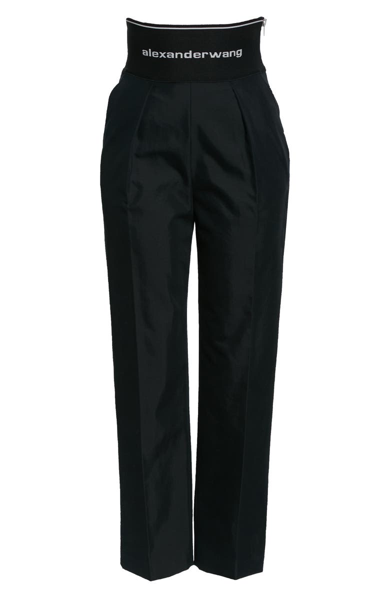 Alexander Wang Logo Waist Straight Leg Ankle Pants, Alternate, color,