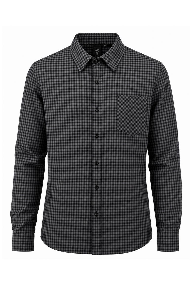 Technical Stretch Gingham Button Down Shirt, Alternate, color, GREY/ BLACK