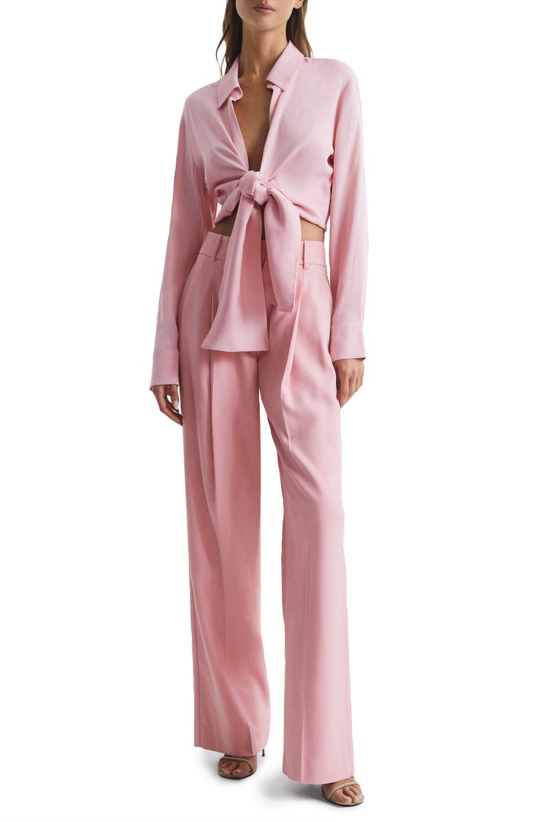Reiss Tie Front Crop Shirt, Alternate, color, 