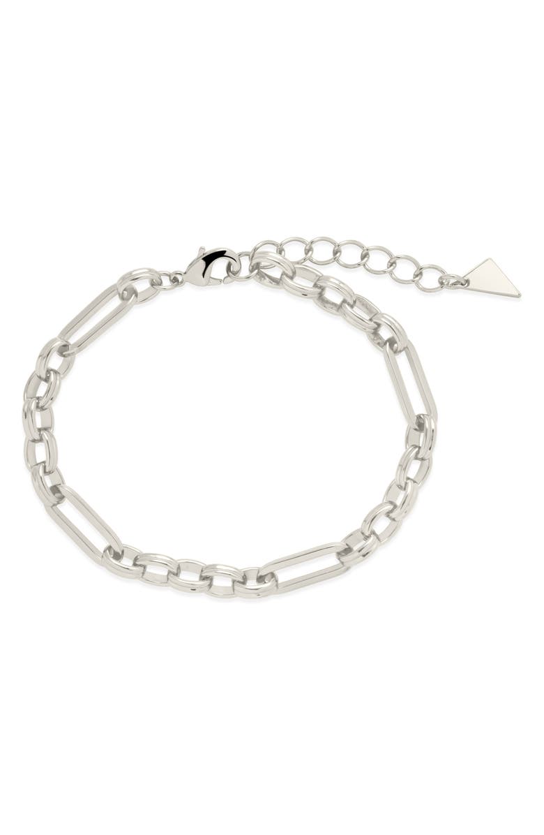 Sterling Forever Double Link Oval Chain Bracelet, Main, color,