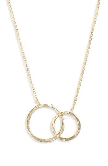 Argento Vivo Hammered Link Circle Pendant Necklace In Gold