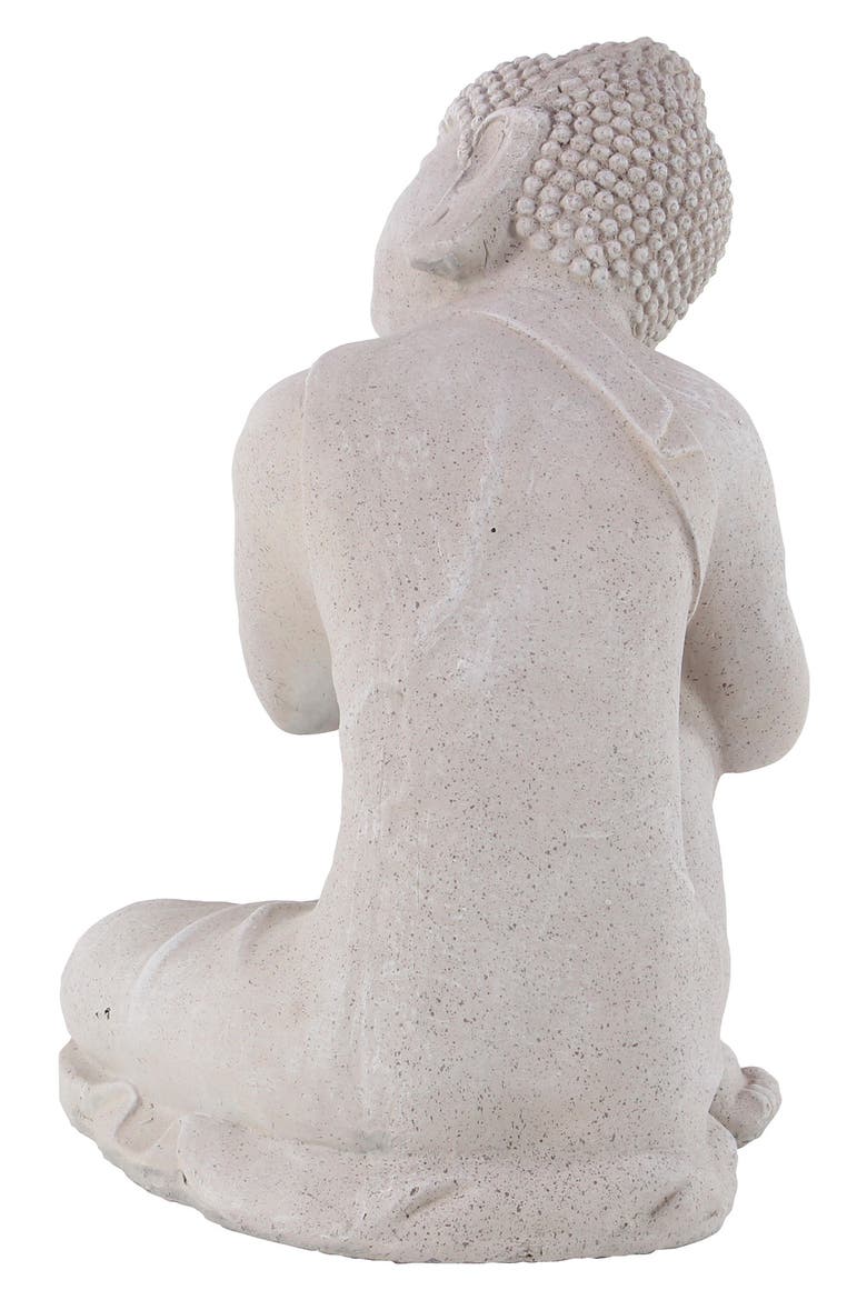 Gray Magnesium Oxide Traditional Buddha Garden Sculpture, Alternate, color, GREY