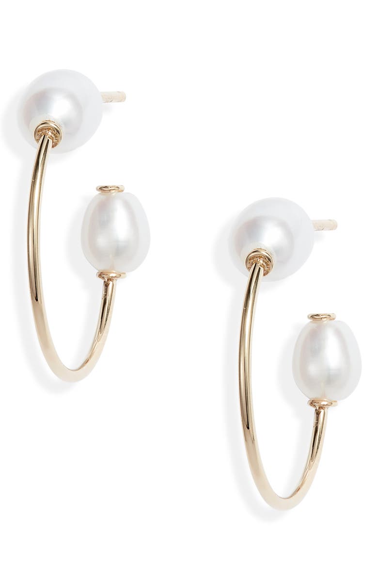 Poppy Finch Cultured Pearl Oval Hoop Earrings, Main, color, 