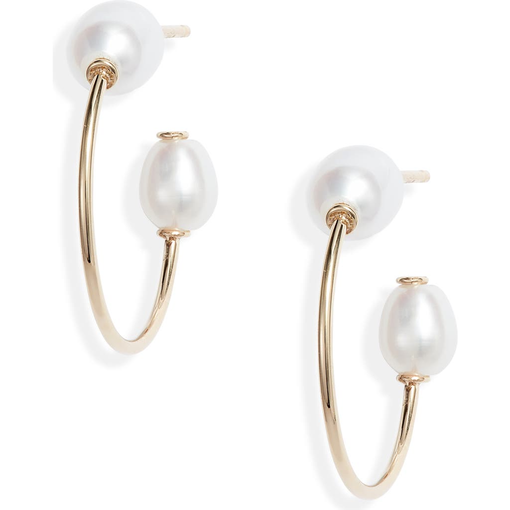 Poppy Finch Cultured Pearl Oval Hoop Earrings in 14Kyg  product