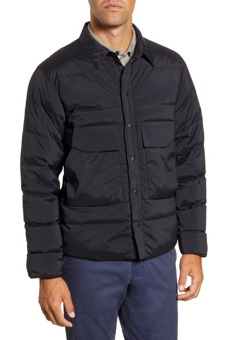 Water Repellent Down Shirt Jacket, Alternate, color, BLACK