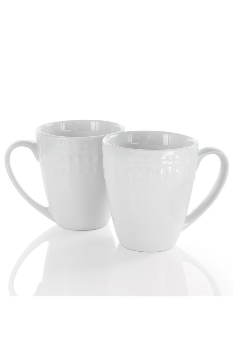 Elama Cara 6 Piece 10 Ounce Porcelain Cup Set, Alternate, color, White