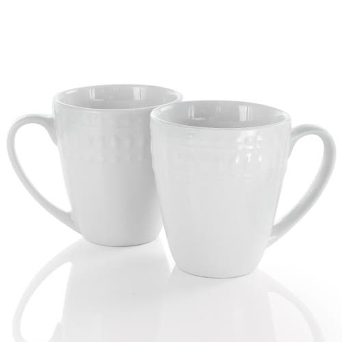 Elama Cara 6 Piece 10 Ounce Porcelain Cup Set In White