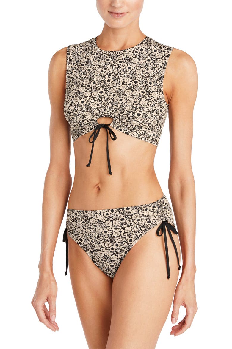 Aubrey High Waist Bikini Bottoms, Alternate, color, BLACK IVORY