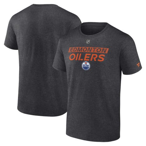 Men's Fanatics  Heather Charcoal Edmonton Oilers Authentic Pro Core Primary T-Shirt