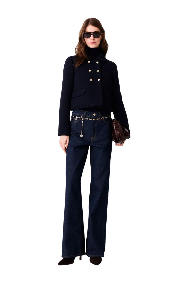 Short tweed jacket, Main, color, Navy