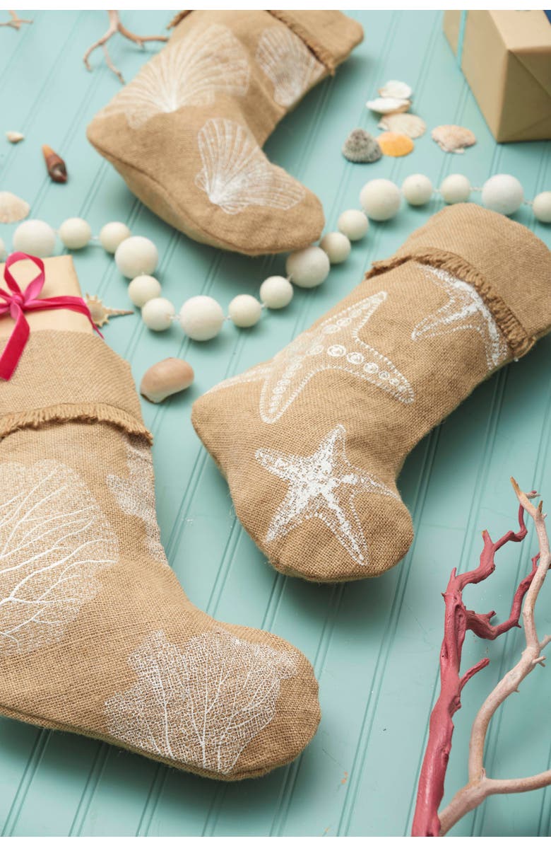 C&F Home Coral Hanging Christmas Stocking 20", Alternate, color, Beige