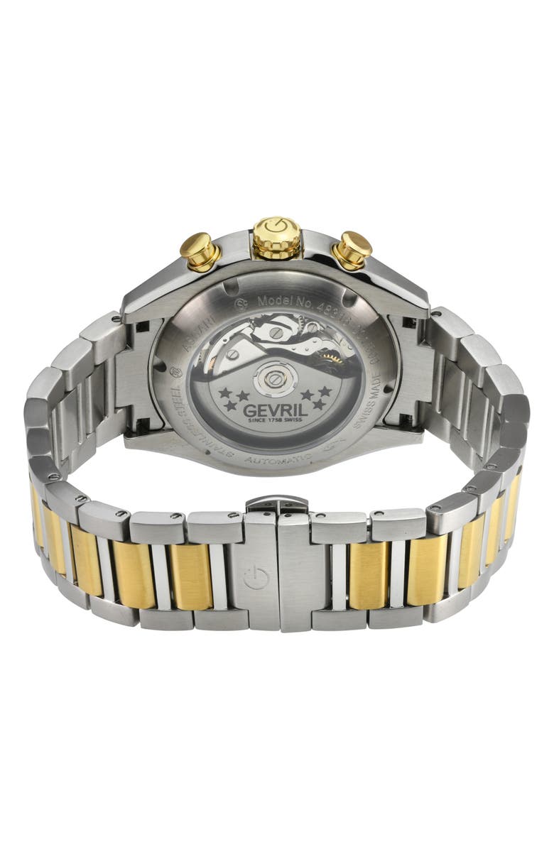 GEVRIL Ascari Chronograph Quartz Bracelet Watch, 42mm, Alternate, color, Two Tone Ipyg/ Ss