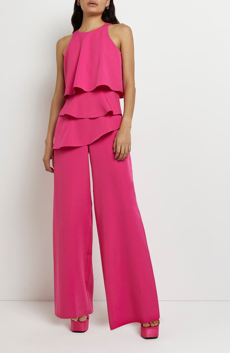 River Island Layered Halter Neck Jumpsuit, Alternate, color, 