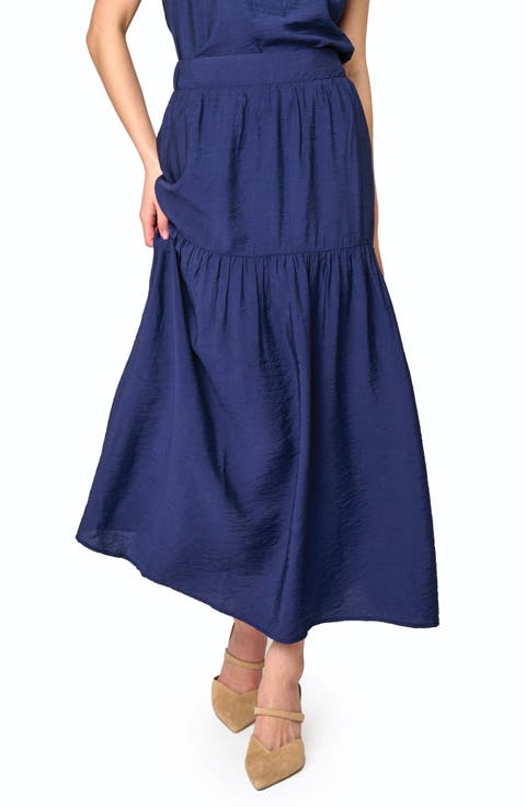 Playa Floral Tiered High Waist Maxi Skirt