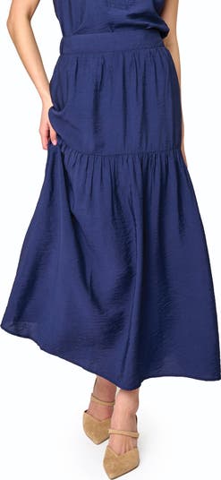 Playa Floral Tiered High Waist Maxi Skirt