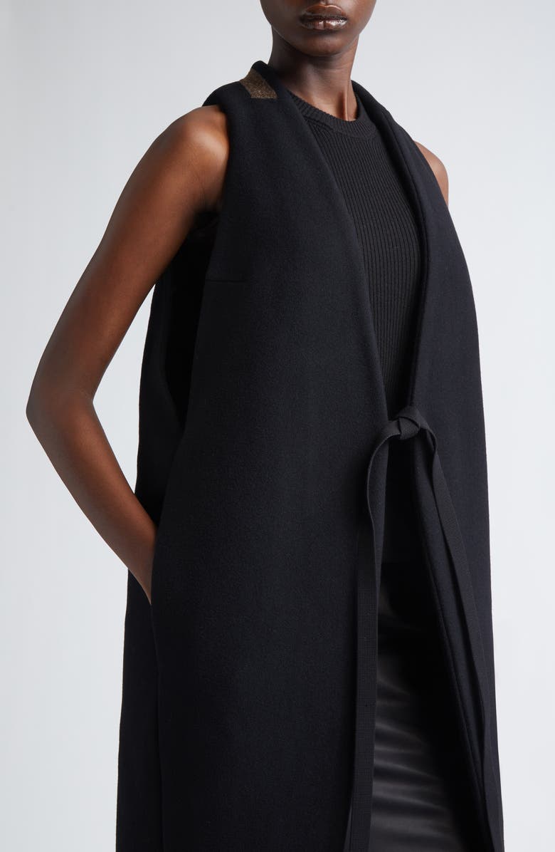 Rick Owens Concordians Cyclops Sleeveless Coat, Alternate, color, Black