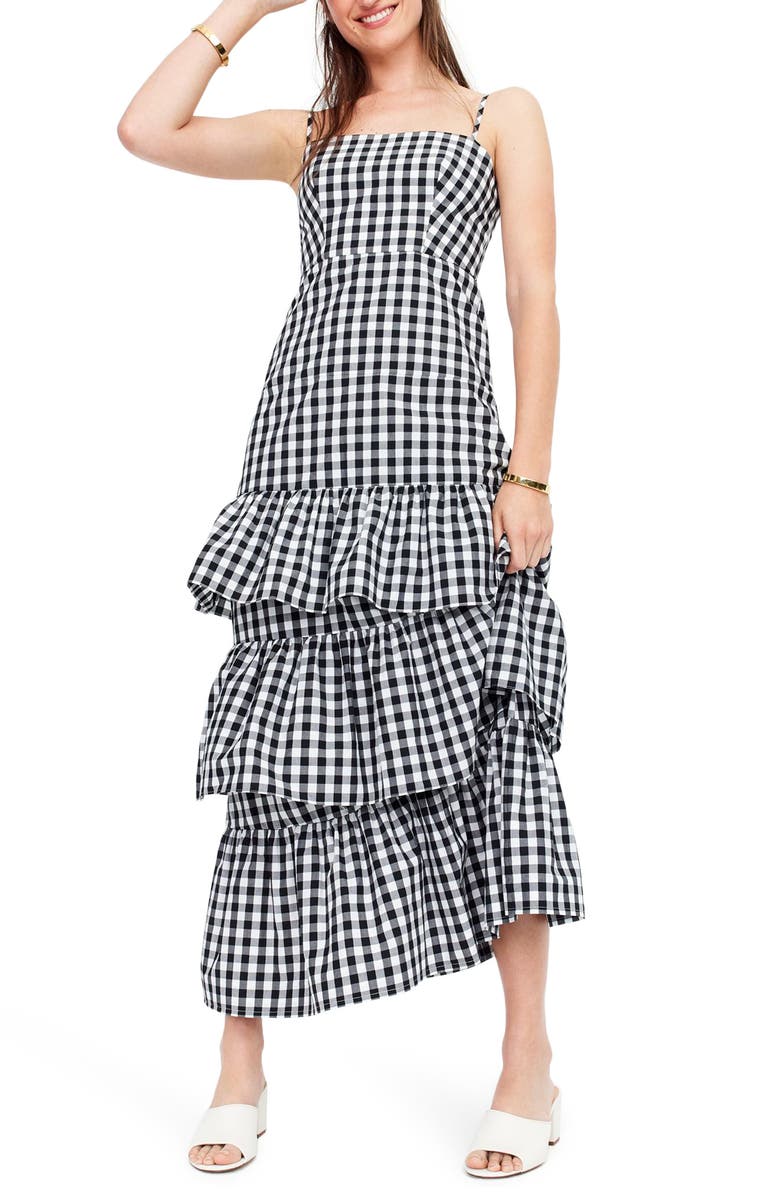 J.Crew Tiered Gingham Dress, Main, color,