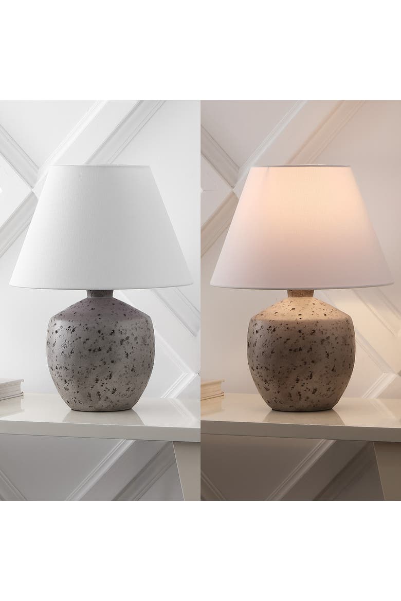 Myron 18" Minimalist Scandinavian Concrete Effect Resin/Iron LED Table Lamp, Alternate, color, Antique Gray