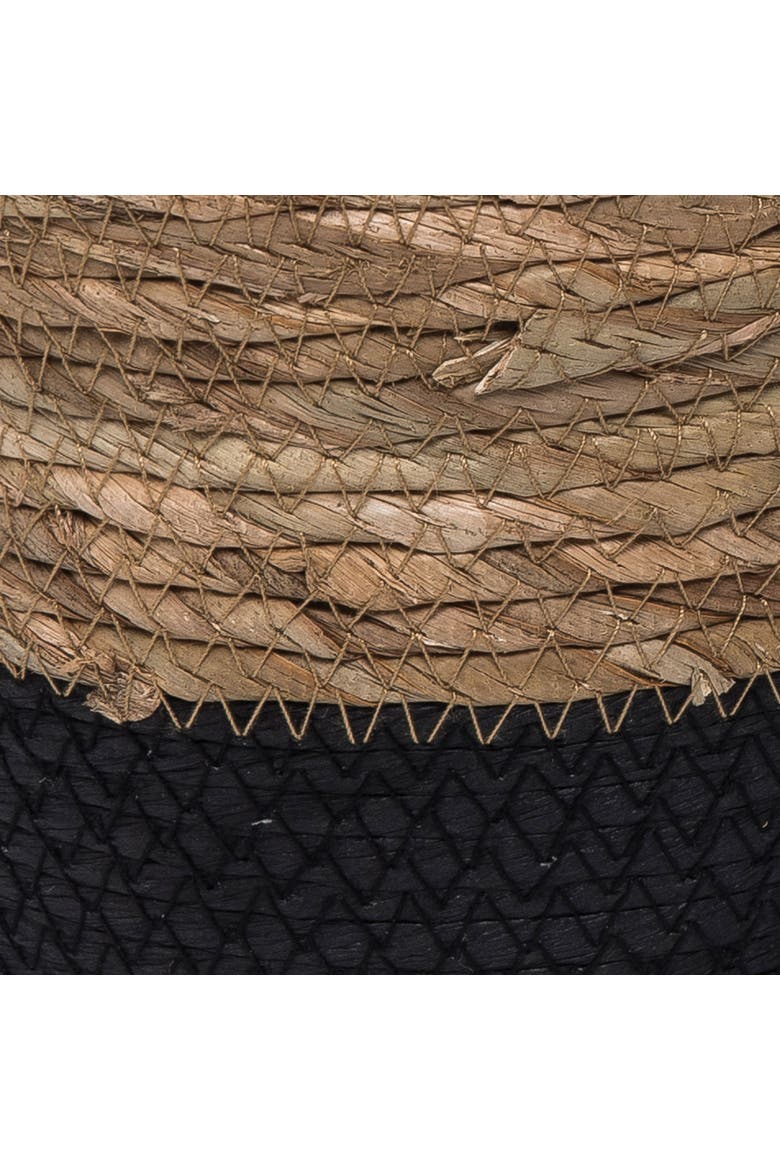 Set of 2 Large Black and Natural Cattail Decorative Storage Baskets, Alternate, color, Black