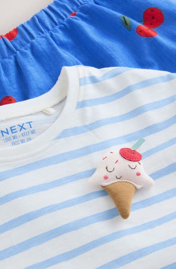 Kids' Ice Cream Cone Embellished Cotton Graphic T-Shirt & Print Skirt Set