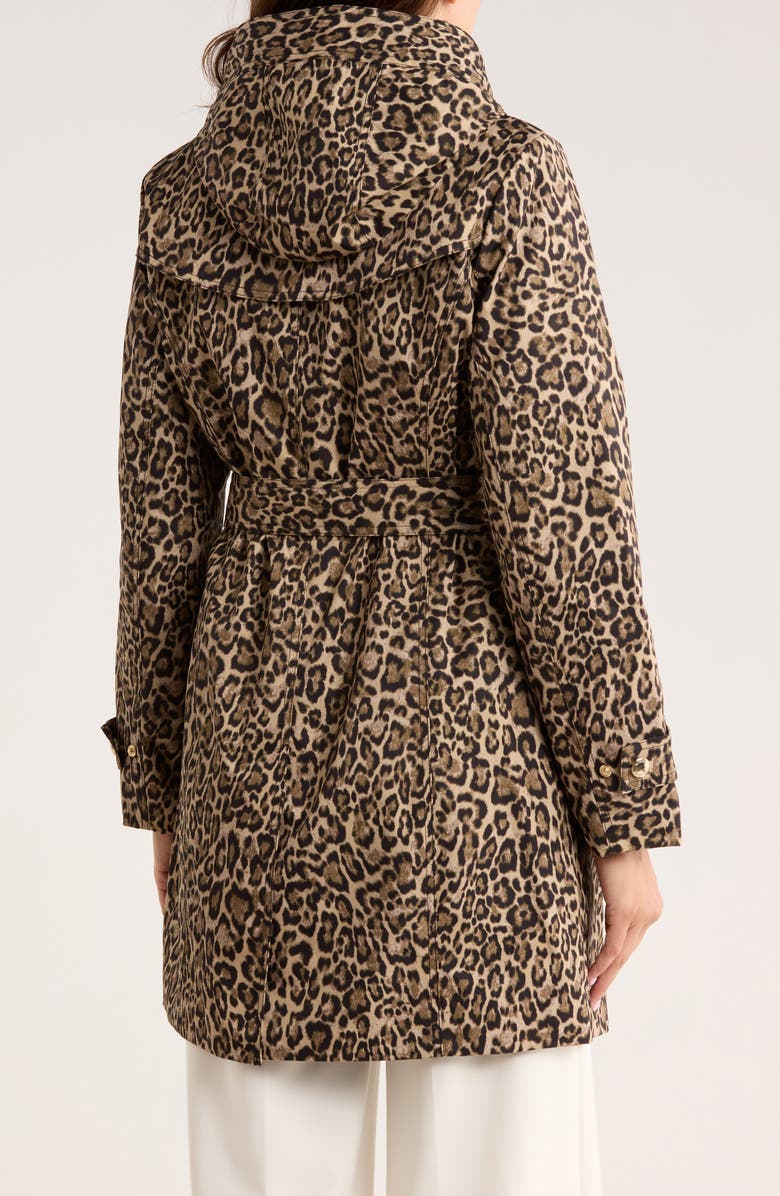 Michael Kors Water Resistant Belted Trench Coat, Alternate, color, Leopard