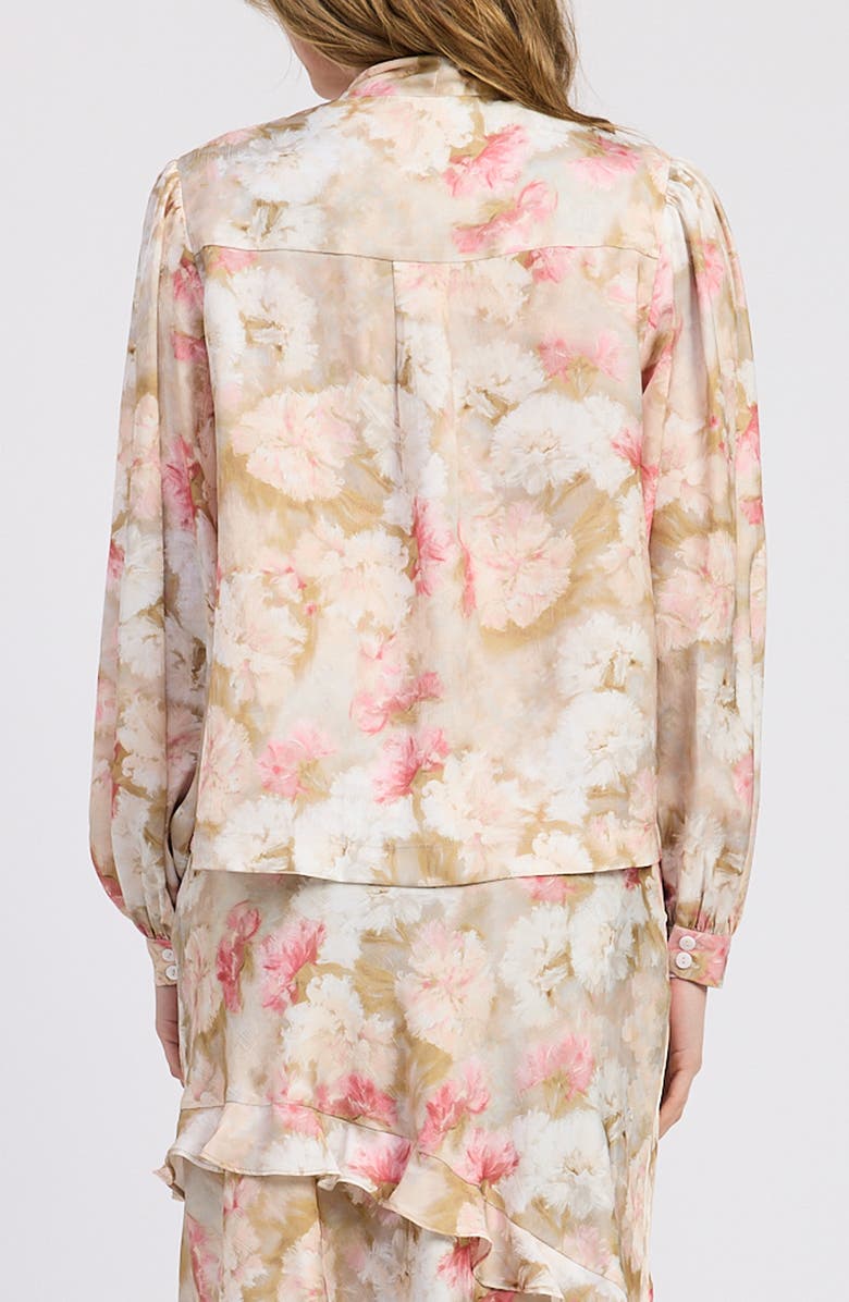 JACQUIE THE LABEL Mackenzie Balloon Sleeve Satin Button-Up Shirt, Alternate, color, Chartreuse Pink