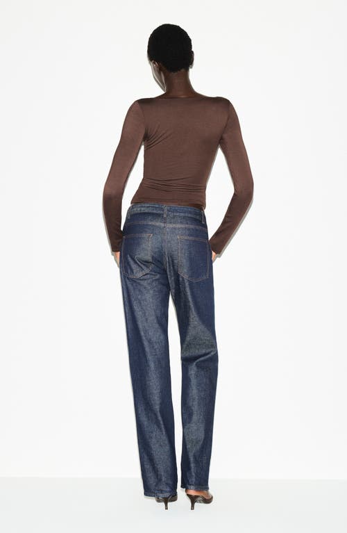 Skims Smooth Layers Square Neck Long Sleeve Top In Brown