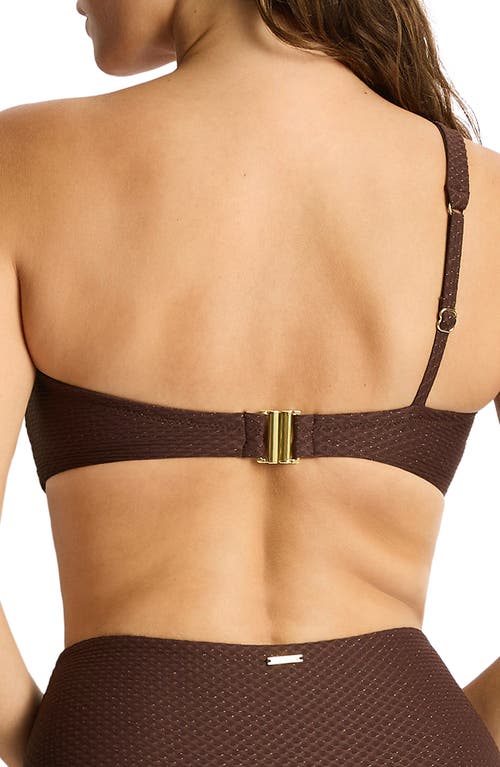 Sea Level Luminara One-shoulder Bikini Top In Brown