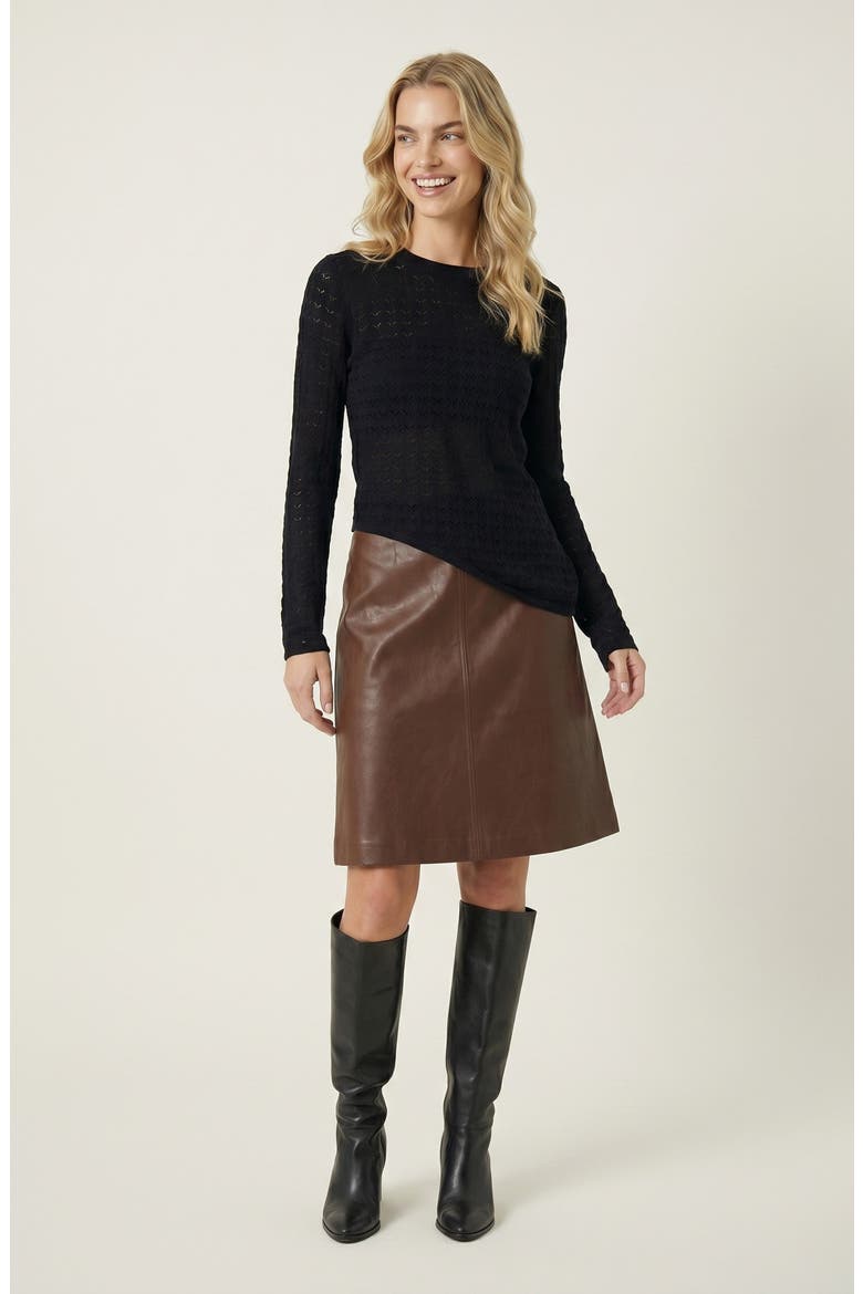 Textured Sheer Knit Top, Alternate, color, Black