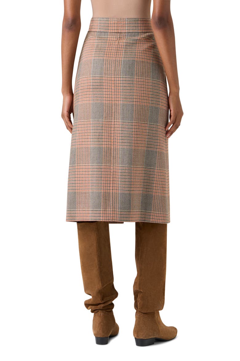 Glen Check A-Line Midi Skirt, Alternate, color, BEIGE-MOCCA-ORANGE