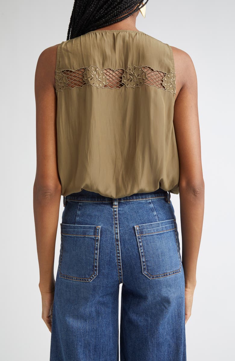 Ramy Brook Daisy Embroiderd Wrap Front Top, Alternate, color, Olive Green