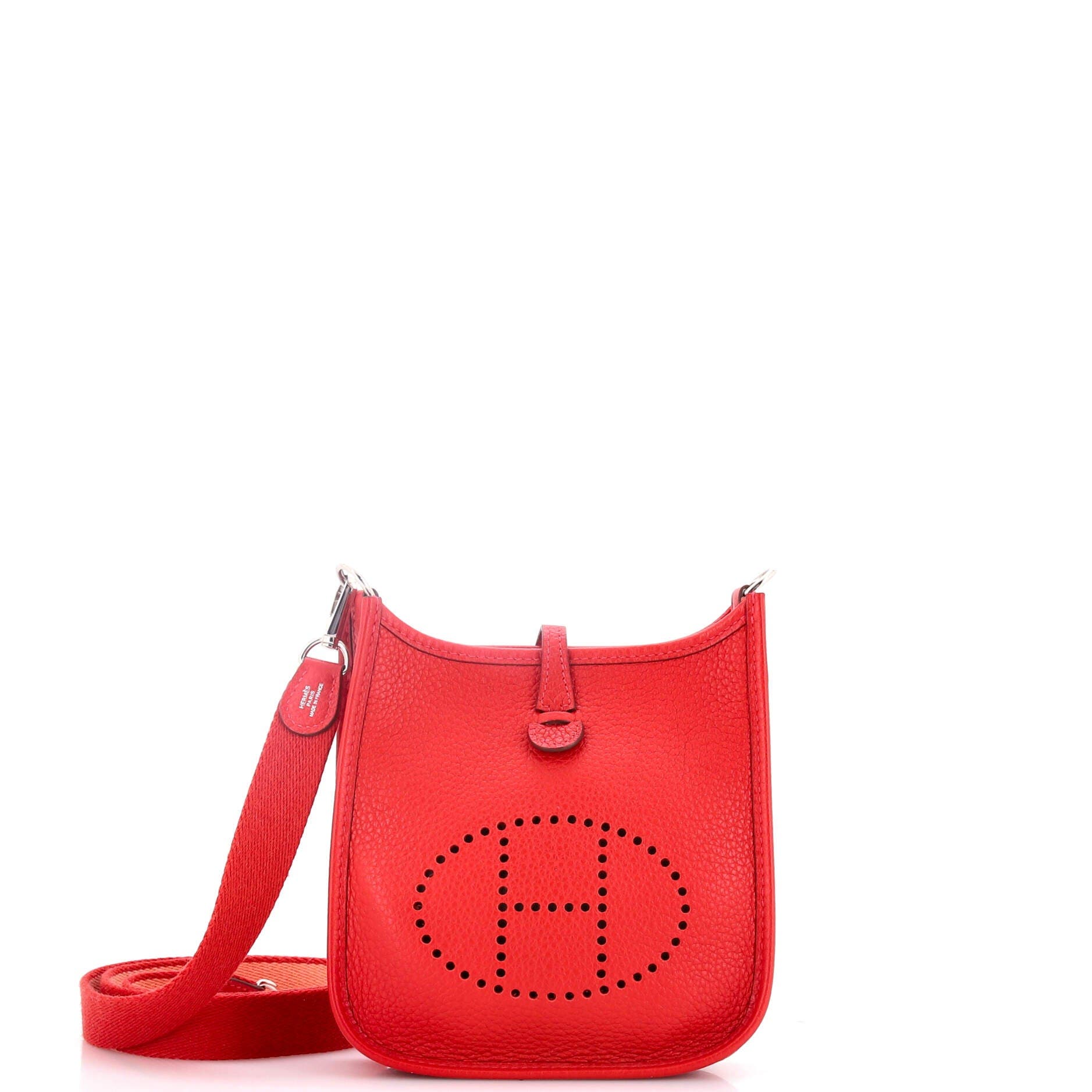 Pre-Owned Hermes Evelyne Bag Gen III Clemence TPM, Main, color, Rouge Casaque