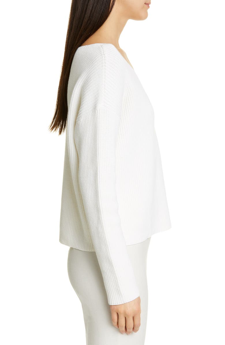 Eileen Fisher V-Neck Boxy Top Organic Cotton Blend Sweater, Alternate, color, 