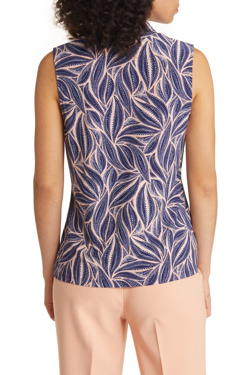 Anne Klein Leaf Print Triple Pleat Sleeveless Top, Alternate, color, Distant Mountain Multi