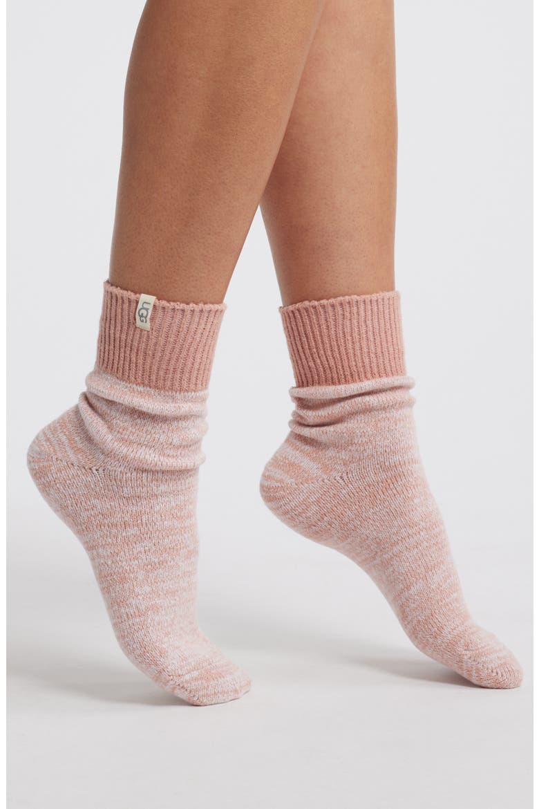 Rib Slouchy Quarter Socks, Main, color, BLUSH