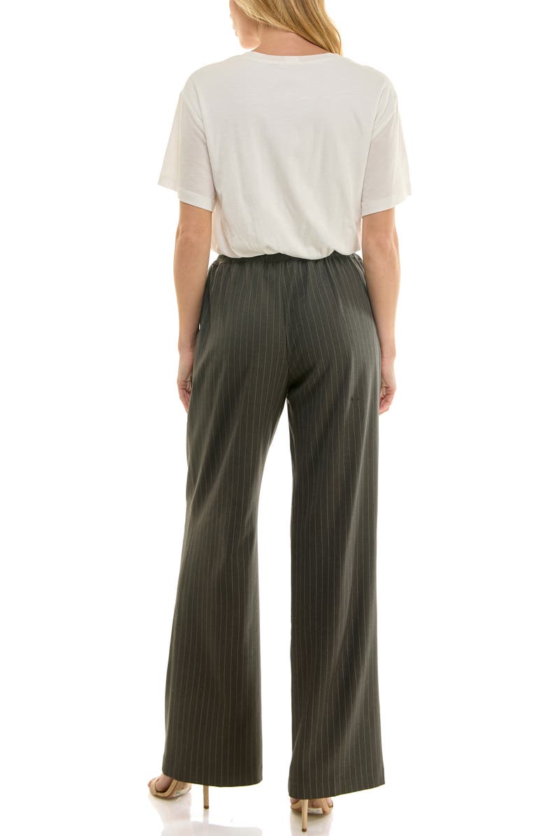 Socialite Pinstripe Double Waist Pull-On Pants, Alternate, color, Charcoal Ivory