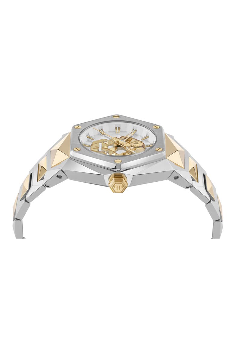 The $kull Spikes Bracelet Watch, Alternate, color, TWO TONE