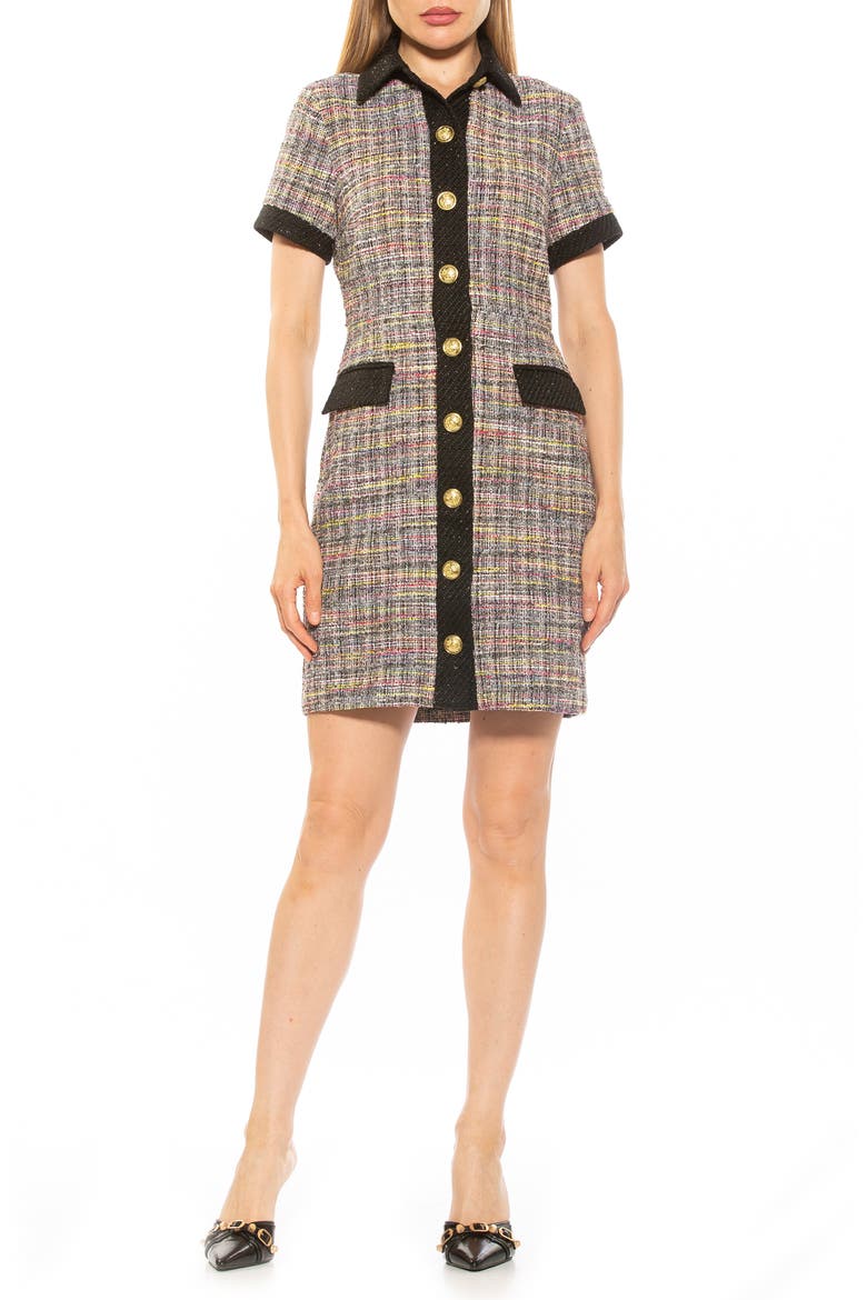 Jenni Tweed Shirtdress, Main, color, BLACK STRIPE