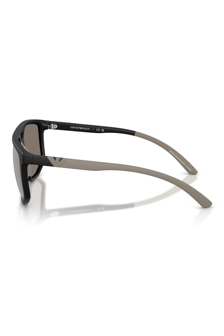 58mm Mirrored Square Sunglasses, Alternate, color, BLACK / GREY MIRROR SILVER