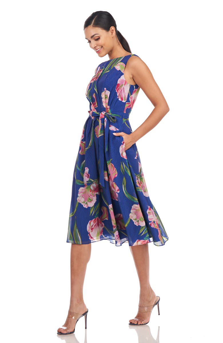 Kay Unger Ali Floral Midi Cocktail Dress, Alternate, color,