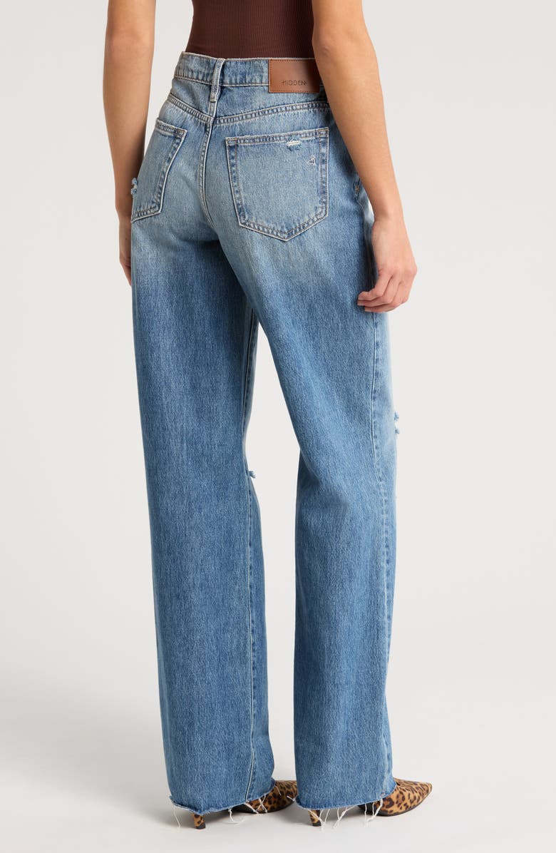 HIDDEN JEANS Raw Hem Crossover Waist Ankle Wide Leg Jeans, Alternate, color, 