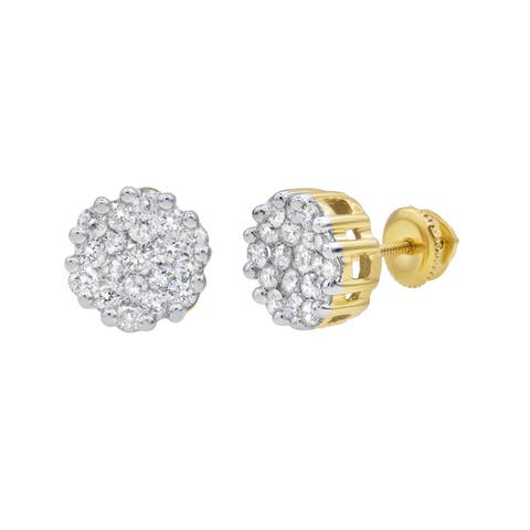 Chic 14K Yellow Gold Diamond Stud Earrings - 0.71ct.