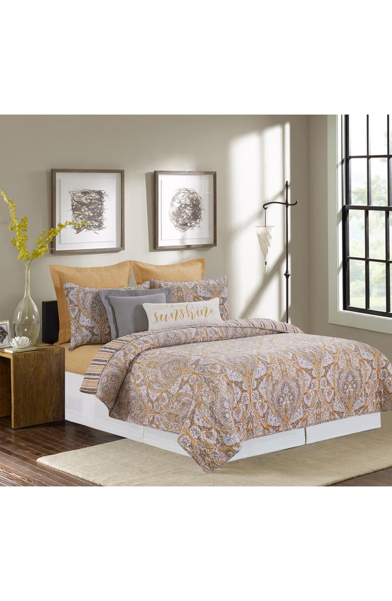 C&F Home Shay Damask Quilt Set Bedding Collection, Main, color, Orange