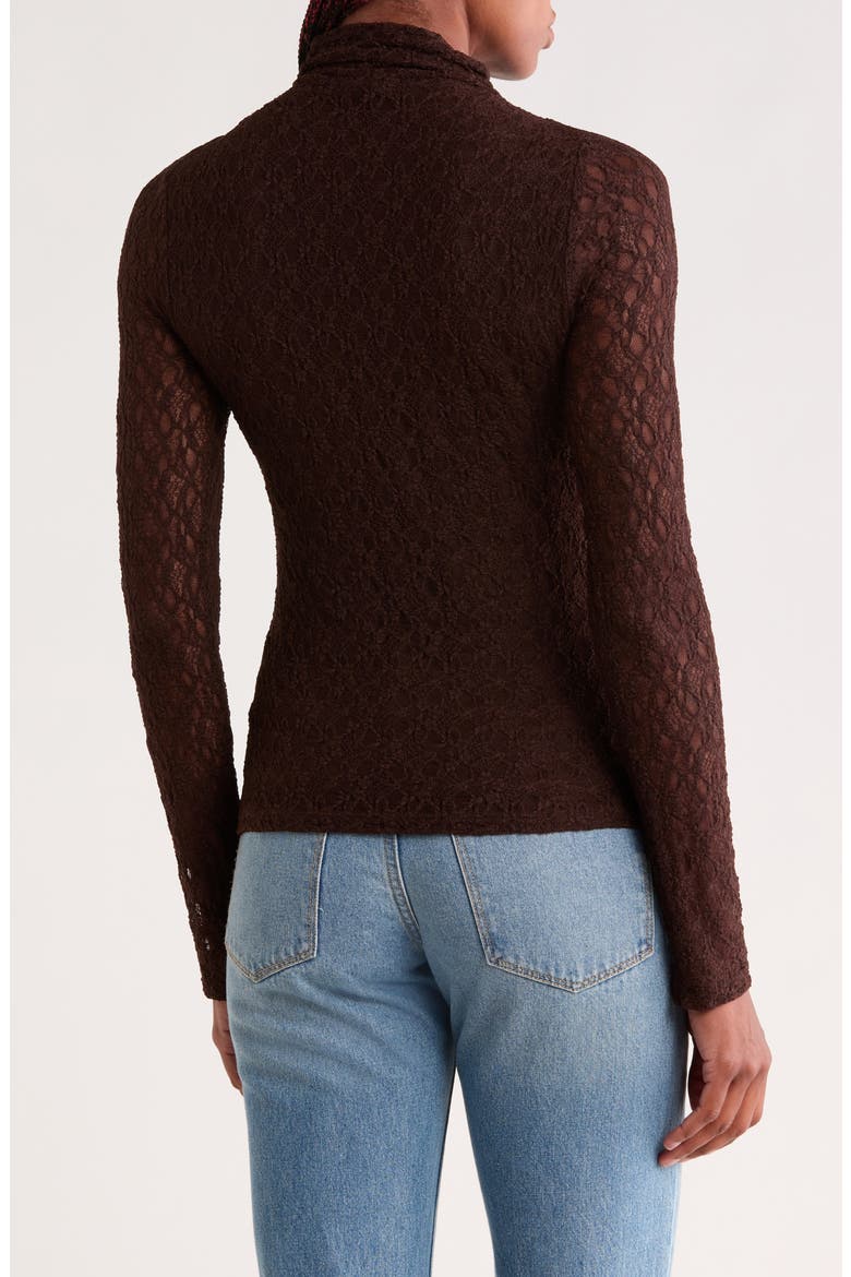 Lace Long Sleeved Mock Neck Top, Alternate, color, BROWN COFFEE