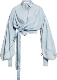 Zimmermann Rebellion Denim Wrap Crop Top